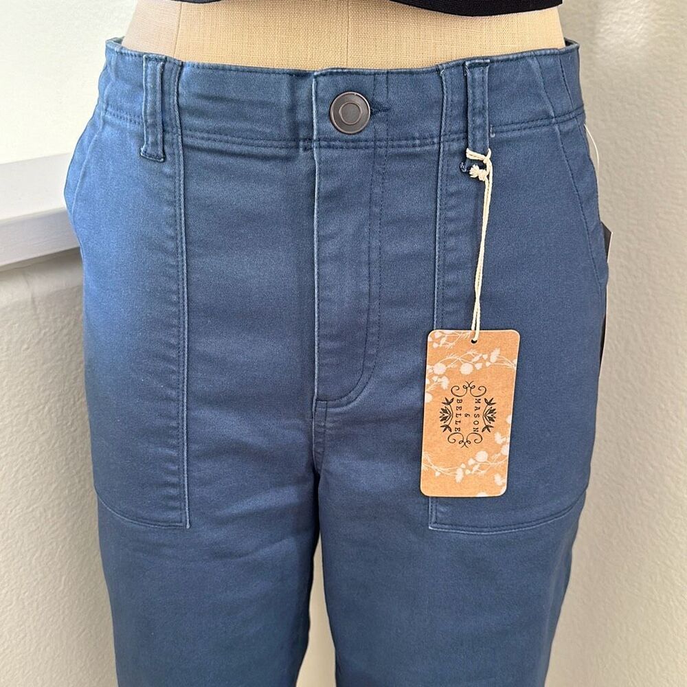 Mason & Belle Straight Slim Chino Twill Pants Blue Size 10 - Picture 3 of 8